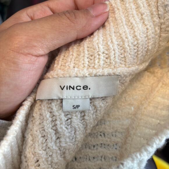 Vince Rib Stripe Crewneck Sweater Sz Small Cotton Textured Pampas Black Minimal - Picture 13 of 13